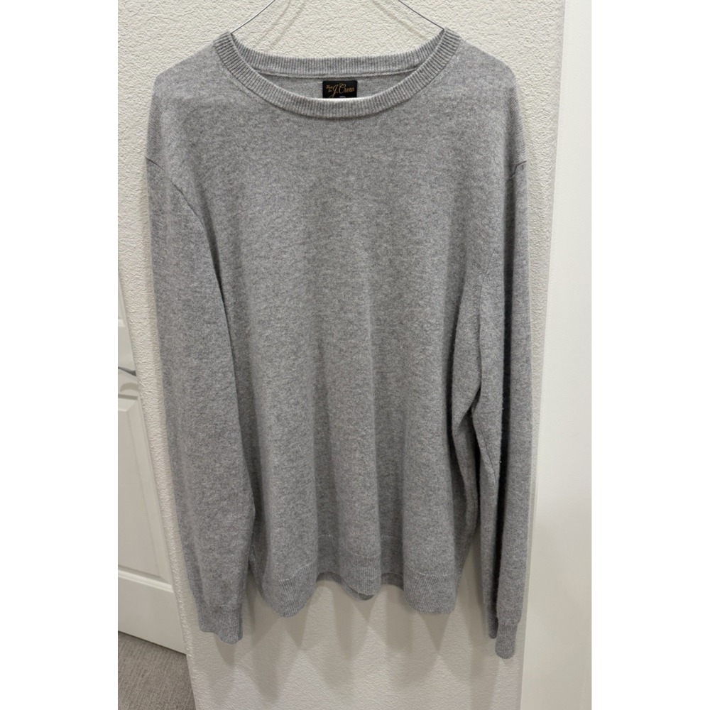 Men's J. Crew Classic Gray Crew Neck 100% Cashmere Sweater XL Quiet Luxury